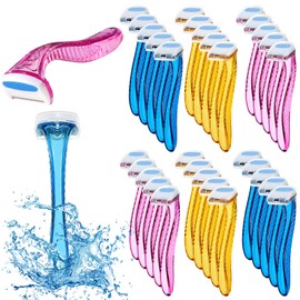 Honoson 30 Pieces Bikini Razor Beauty Razor Bikini Line Trimmer T-type Personal Women's Bikini Razor Small Armpit Trimmer (Light Blue, Light Yellow, Light Pink, Rose, Blue, Deep Pink)