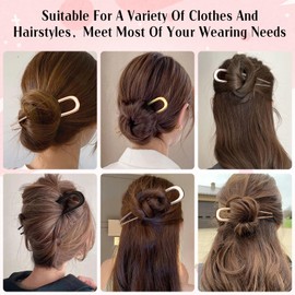 4Pcs Metal U-Shaped Hair Pins for Buns, Chignon Hair Sticks with Turtle Shell Pattern (Rose Gold/Gold/Silver/Black), Zinc Alloy Hair Forks