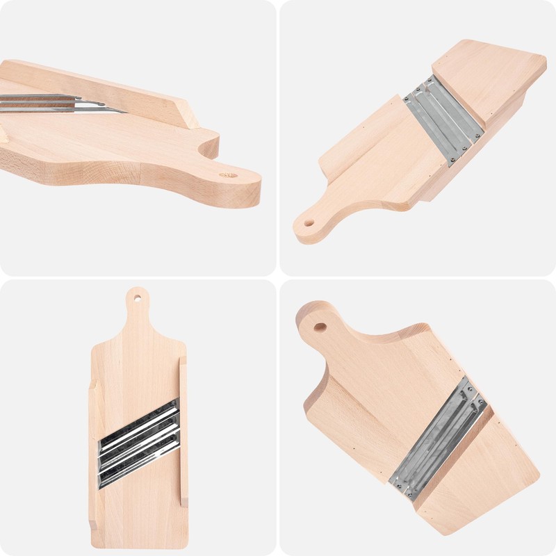 KADAX Wooden Vegetable Slicer, Herb Slicer with 3 Sharp Stainless