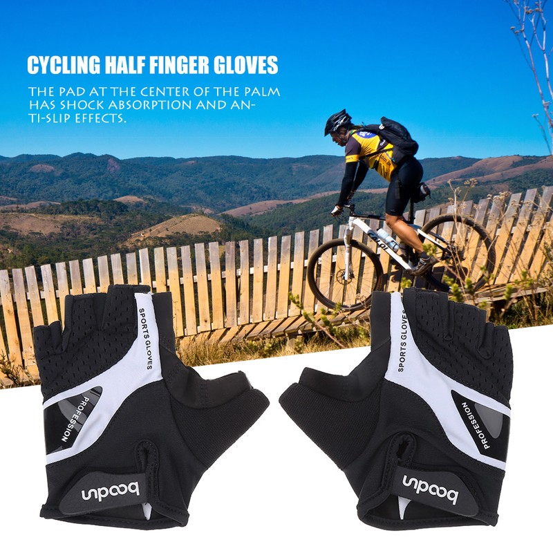 BOODUN 1 Pair Unisex Mountain Bike Breathable Half Finger Gloves