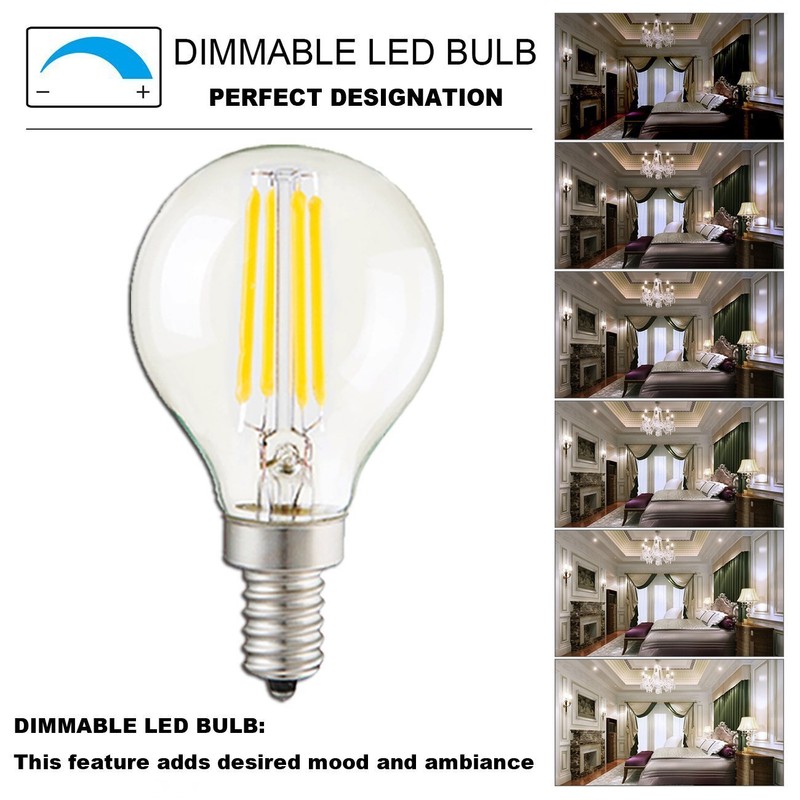 CTKcom G45 4W Candelabra LED Bulbs Dimmable(4 Pack)- E14 Base