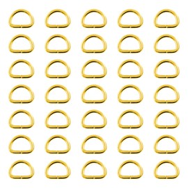 Swpeet 150Pcs 5/8 Inch - 15mm Gold Multi-Purpose Metal D Ring Semi-Circular D Ring for Hardware Bags Ring Hand DIY Accessories (Gold, 5/8 Inch)
