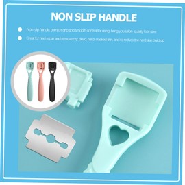 Mikinona 3pcs Foot Scraper Callus Remover Set Portable Dead Skin Shaver Ergonomic Handle for Home and Travel Use Pedicure Tool for Softening Cracked Heels Random Color