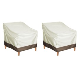 Outdoors Garden Chair Cover 2 Pack, Heavy Duty Dining Chair and Waterproof UV Resistant Outdoor Furniture Cover for Stacking Chairs Armchairs, 80x85x91.5cm (Beige)