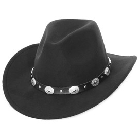 Australian Style Western Down Under Bush Hat Western Cowboy Hat with Belt for Men and Women, black