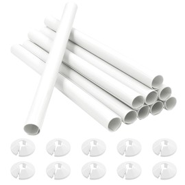 10 PCS Radiator Pipe Covers and Pipe Collars White 200mm x 15mm Pipe Snap On PVC Plastic Radiator Caps 15mm Pipe Covers Thickened Radiator Sleeves