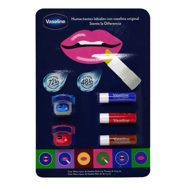 Vaseline Humectantes Labiales Con Vaselina 3 Sticks Lip Y 2 Mini Jar