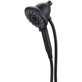 Olympia P-4570-MB Dual Shower Head Faucet – High Pressure 2" Fixed & 3-Function 4-3/4" Magnetic Handheld Shower Head Combo, Diverter Button, Water-Saving 1.75 GPM, Matte Black Finish