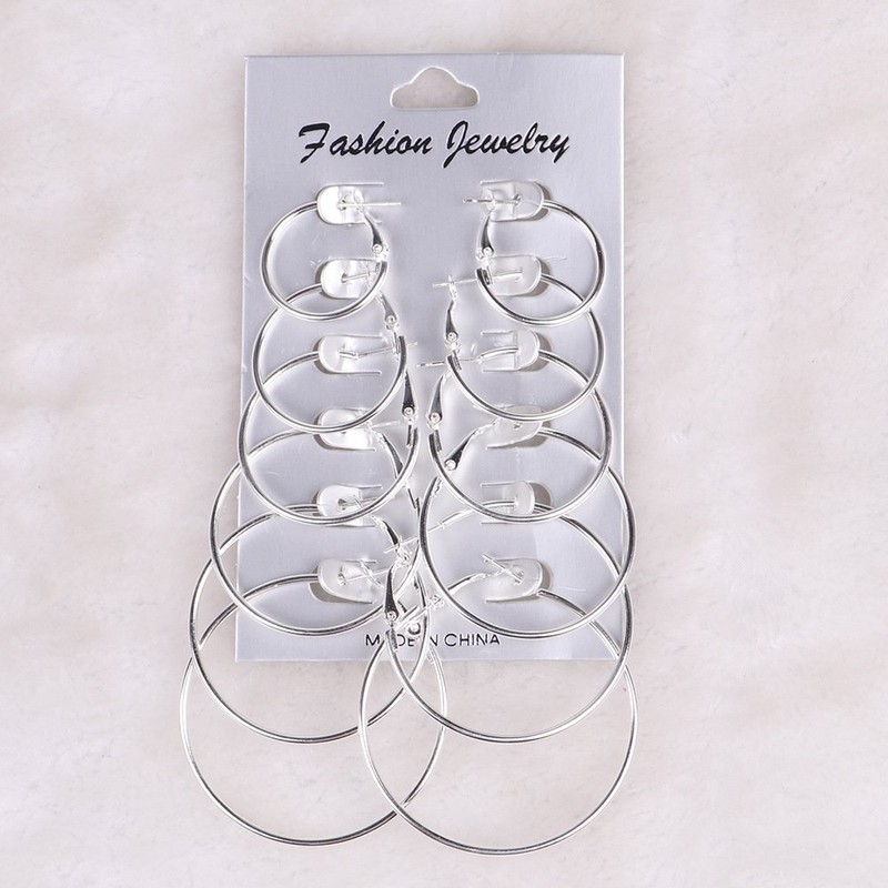 AJ DEFIRO 6 Pair Bronze Hoop Earring Set Stainless stud