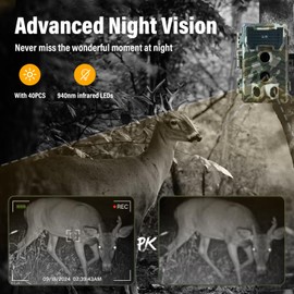 KaiNicker Trail Camera - Game Camera 58MP 2.7K with Night Vision Motion Activated Waterproof, IP66 Waterproof Hunting Cameras 0.6s Trigger Time for Wildlife Monitoring Deer Hunting