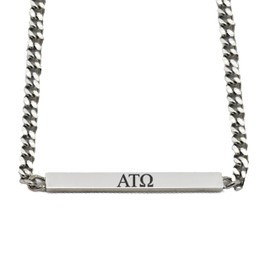 Alpha Tau Omega Fraternity Necklace - Greek Letters Stainless Steel Horizontal Bar Pendant, Alpha Tau Omega Gifts For Men