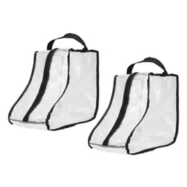 sourcing map 2Pack Boot Storage Bag Portable, PVC Shoe Storage Bag with Zipper Clear Boots Cover Protector Bag for Short Boots and Short Boots Storage Travel and Daily Use, Black Tall