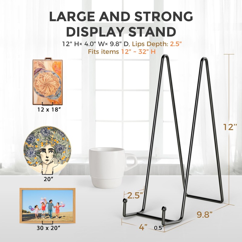 TR-LIFE 4 Pack 12 Inch Large Plate Stands/holder for Display