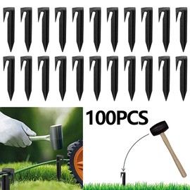 100PCS Pegs for Robotic Lawnmower Boundary Cables Ground Spikes Universal Ground Anchor Lawn Mower Peg Hooks Ground Securing Pegs for Robotic Lawnmowers Boundary Cable Wire Nail Hooks (100 Pcs)