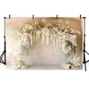 AIBIIN 7x5ft Boho Beige Flower Arch Backdrop for Birthday Wedding