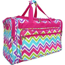 22" Women Fashion Duffel Bag (Chevron-Pink Multi)