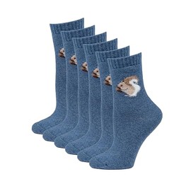 Shag Wear - Calcetines Angora para mujer, lindos animales, casuales, acogedores, suaves y cálidos, paquete de 3, Ardilla Nut Blue, 5-11