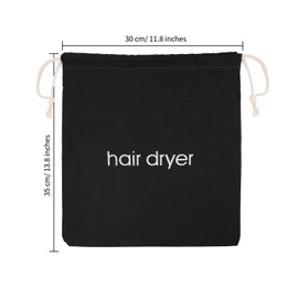 Senkary Hair Dryer Bags Drawstring Hairdryer Travel Bag Cotton Hair Dryer Storage Bag, 11.8 Inch by 13.8 Inch (Black)