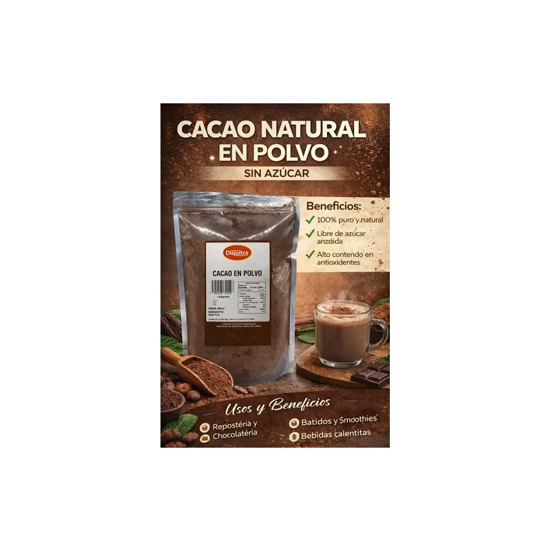 Cacao En Polvo Sin Azúcar Ideal Keto 500 Gr