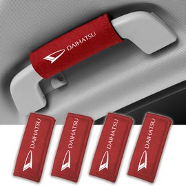 Fumezu Assist Grip Cover, Car Compatible, Compatible Toyota Daihatsu Car Grip Cover, Protective Grip, Magic Tape, Driver Passenger Side Grip Cover, Universal Easy Installation, Car Accessories, Red,