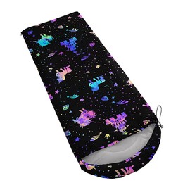 Datura home Kids Sleeping Bag for Girls,Rainbow Unicorn Castle-Lightweight Warm Portable Outdoor Indoor-Waterproof Cold Weather Resistant Sleeping Bag for Camping Hiking(Unicorn 32 * 90" inch)