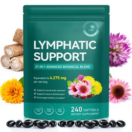 Lymphatic Drainage Supplements-Echinacea, Dandelion, Burdock Root|21-In-1 Botanical Complex for Lymph System, Balance, Cleanse, Overall Vitality, Less Bloating|Safe & Clean Formula|240 Softgels