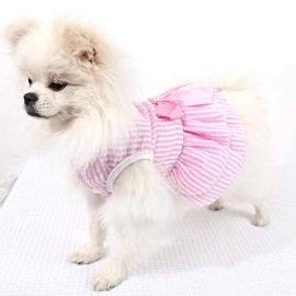 Dog Dresses for Small Dogs Girl, Cute Summer Puppy Clothes, Pet Dog Princess Dress with Sweet Bowknot, Doggie Outfits for Yorkie Chihuahua Cat Small Pets, 2 Pack (Pink Purple, XS)