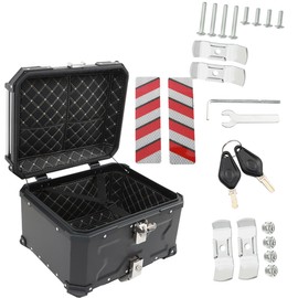 Thomletha 55L Motorcycle Top Case Tail Box with Mounting Plate Hard Burglar Lock Motorcycle Trunk