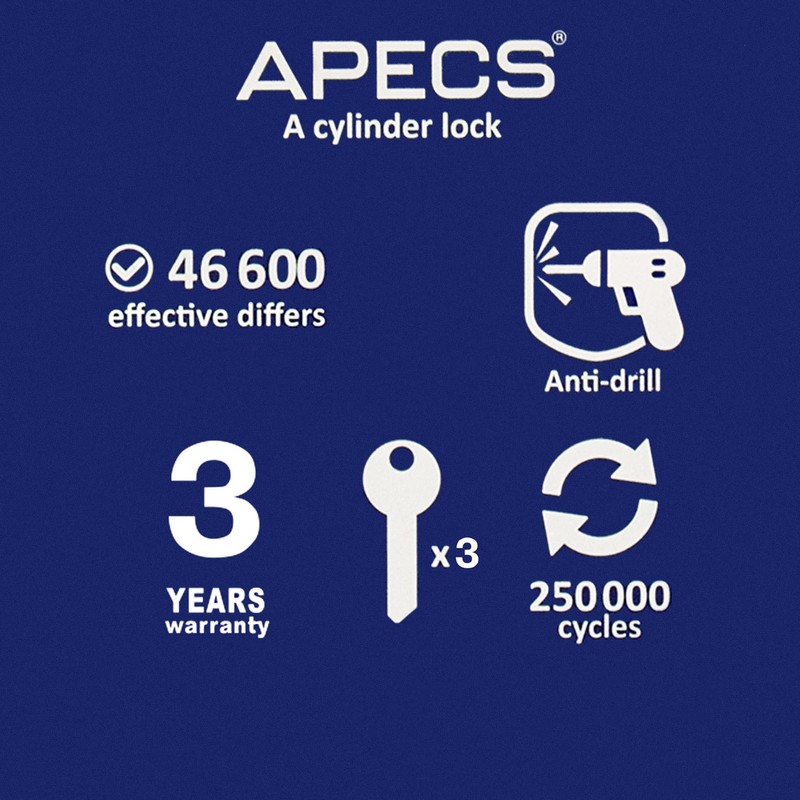 APECS Knob Cylinder Lock with Knob Cylinder Lock 40/40 mm
