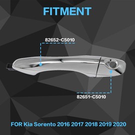 Priprilod Front Driver Side Chrome Outside Door Handle Compatible with Kia Sorento 2016 2017 2018 2019 2020 Replace 82651-C5010 82652-C5010