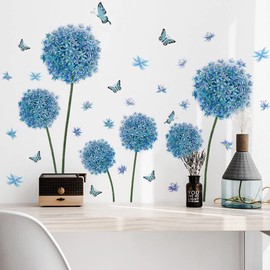 Mestiker Blue Hydrangea Wall Sticker, Scandinavian Birds, Plants, Flowers, Butterflies, Animals, Cute, Wallpaper Poster, Fashionable, Fashion Idea, Nordic, Entryway, DIY Poster, Wallpaper, Wall Decor,