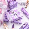 RUSPEPA Purple Christmas Wrapping Paper Set, Mini Roll, Gold Foil