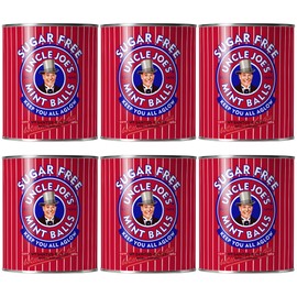 Uncle Joe’s Sugar Free Mint Balls 4.23 Oz Tin (Pack of 6) | Vegan British Hard Candy with Peppermint Oil | Individually Wrapped Mints | After Dinner Treat, Breath Mints & Gift Boiled Sweets from UK