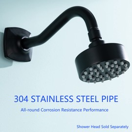 Curved Shower Arm with Flange,SWHYGER 8-Inch S-Shape Stainless Steel Top Shower Head Extension Replacement, Wall Mounted, Matte Black,SW-91068-8MB.