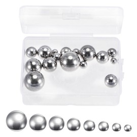 sourcing map 16pcs 8 Size Bearing Balls Assortment 304 Stainless Steel 1/4" 5/16" 3/8" 7/16" 1/2" 9/16" 5/8" 3/4" with Storage Box