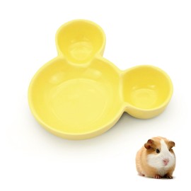 LuckyOpt Hamster Bowl, Cute Ceramic Hamster Guinea Pig Bowl, Easy to Clean, Feeding Bowl for Hedgehogs, Rodents (Yellow)