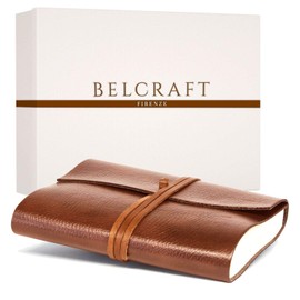 BELCRAFT Tivoli Large Recycled Leather Bound Journal, Notebook, Notepad, Including Gift Box, A5 (15x21 cm) Tan