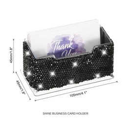 PATIKIL Rhinestone Business Card Holder, Crystal Business Card Holders Bling Business Card Organizer Display Stand for Desktop Desk Office Exhibition, Black
