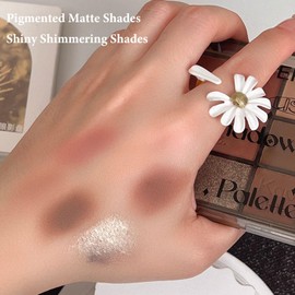 Nude Brown Eyeshadow Palette, Make-Up Palettes Shimmer Eye Shadow, Eyeshadows with Blusher for Women, Matte Glitter Make up Set, 6 Colour Natural Waterproof Highly Pigmented