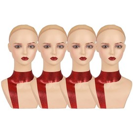 J&F CO. Exquisite Makeup Mannequin Heads for Wig Earrings Display (RH-RED 4PC)