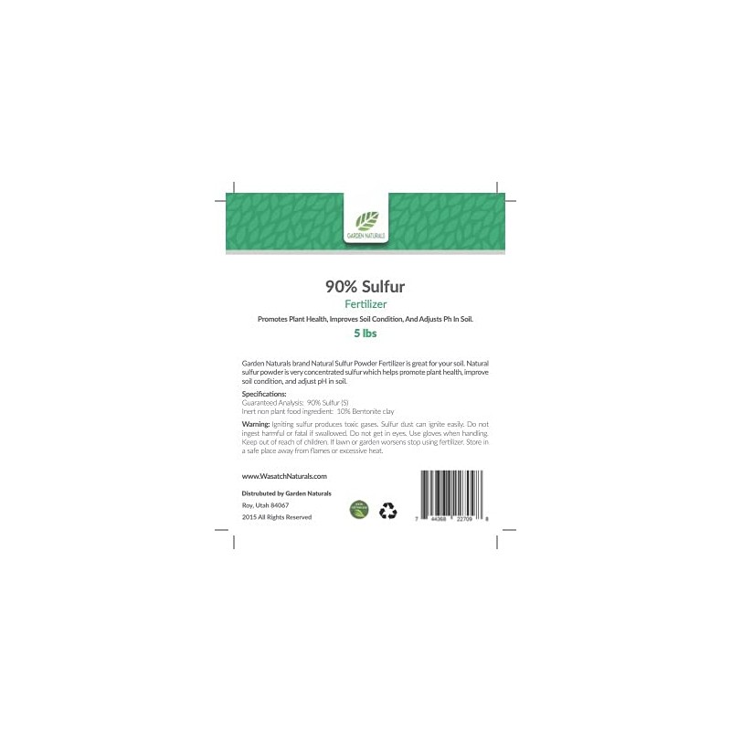 Garden Naturals Sulfur Fertilizer 90% 5 Pounds