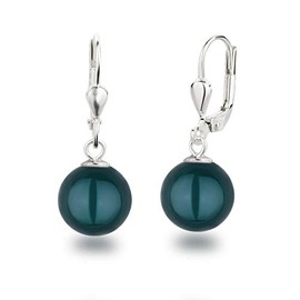 Schöner-SD Pearl Drop Earrings 925 Silver 10 mm, Silver, Tahitian look