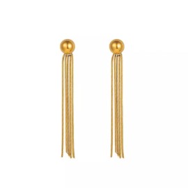 ZARD Round Bead Chain Tassel Drop Earring 14K Gold