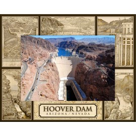 Saddle Mountain Souvenir Hoover Dam Laser Engraved Wood Picture Frame Landscape (5 x 7)