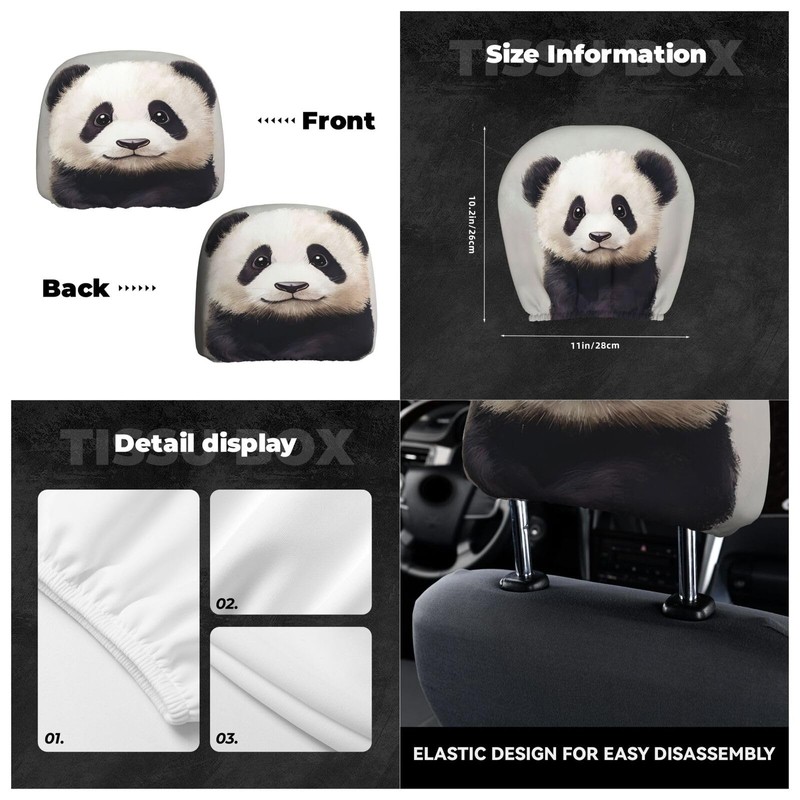 TZBVTAU 2 Pack Carton Panda Car Seat Headrest Cover for