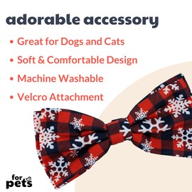 Huxley & Kent Bow Tie for Pets | Buffalo & Snow (Small) | Christmas Holiday Bow Tie Collar Attachment | Fun Bow Ties for Dogs & Cats | Cute, Comfortable, and Durable | H&K Bow Tie