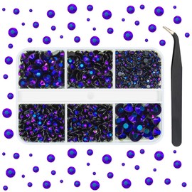 qiipii Black Violet AB Resin Rhinestones for Bedazzling Crafting 2mm 3mm 4mm 5mm 6mm Flatback Jelly Stones Diamonds Gems Charms for Nails Face Eyes Makeup Tumblers Bottles Crafts Clothes Shoes Phones