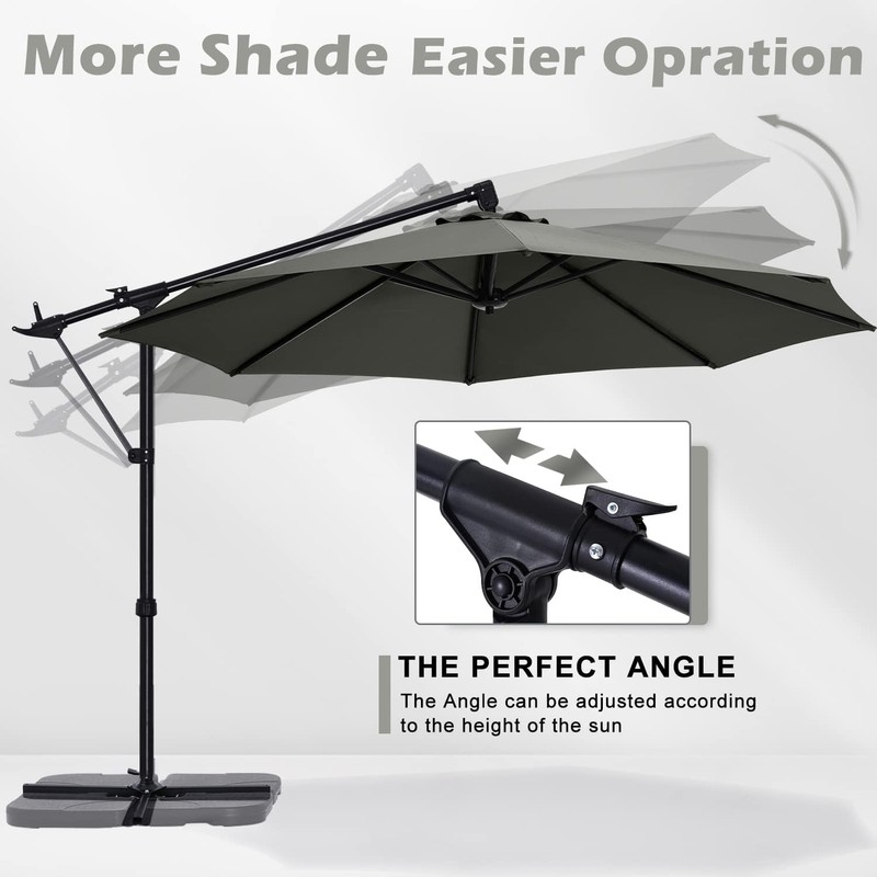 ABCCANOPY 10FT Cantilever Umbrella Offset Hanging Patio Umbrella with Base