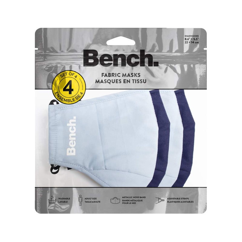 Bench. - 4 Pack Fabric Masks, Breathable, Adjustable with Dust