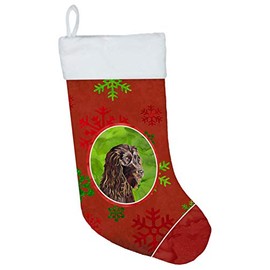 Caroline's Treasures SC9588-CS Boykin Spaniel Red Snowflakes Holiday Christmas Stocking Fireplace Hanging Stockings Christmas Season Party Decor Family Holiday Decorations